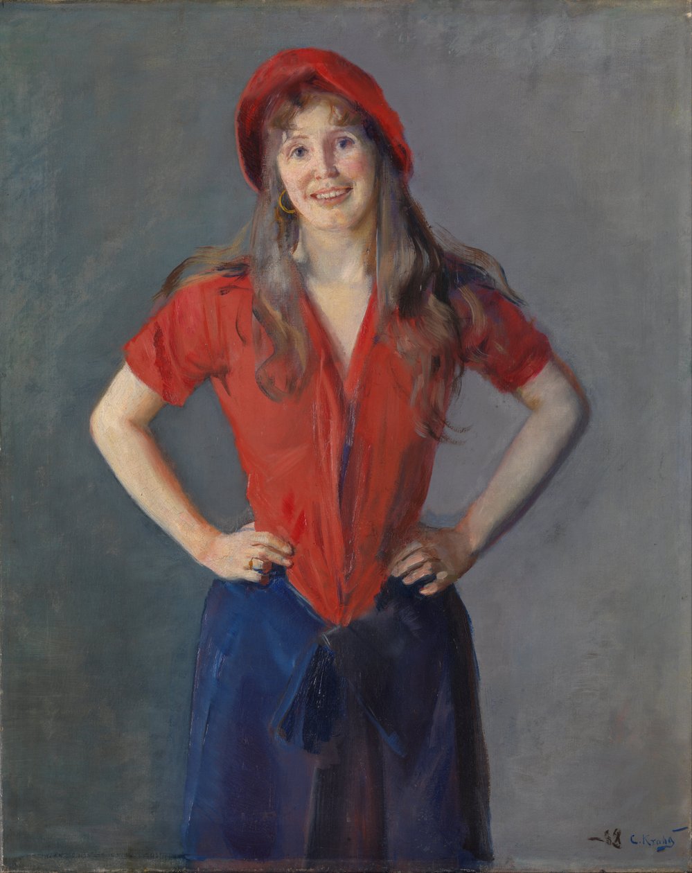 Portret malarki Oda Krohg, b. Lasson autorstwa Christian Krohg