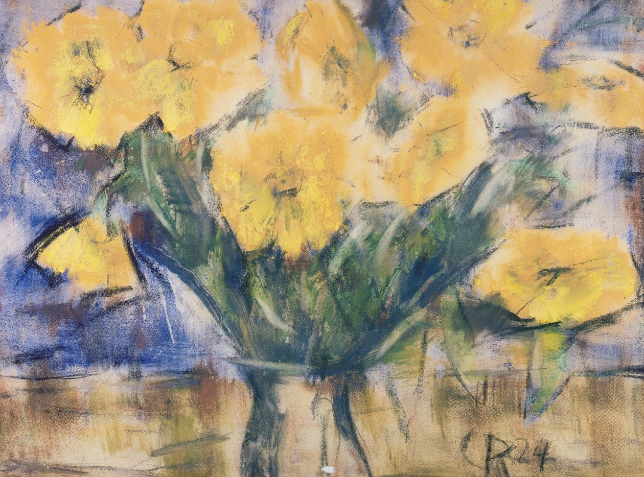 Żółte Kwiaty, 1924 (pastel na papierze) autorstwa Christian Rohlfs