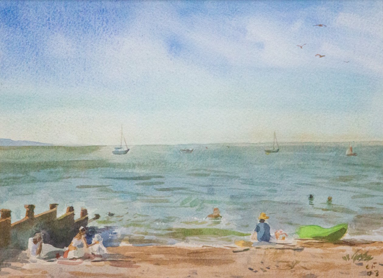 Zielone morze Whitstable, 2016 (akwarela) autorstwa Christian Furr