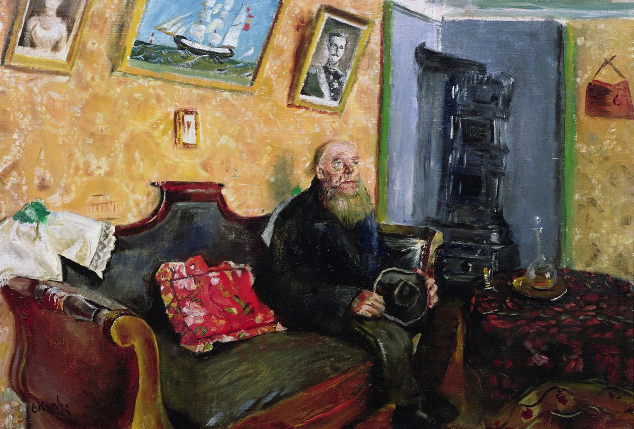 Wizyta kondolencyjna (olej na płótnie) autorstwa Christian Krohg