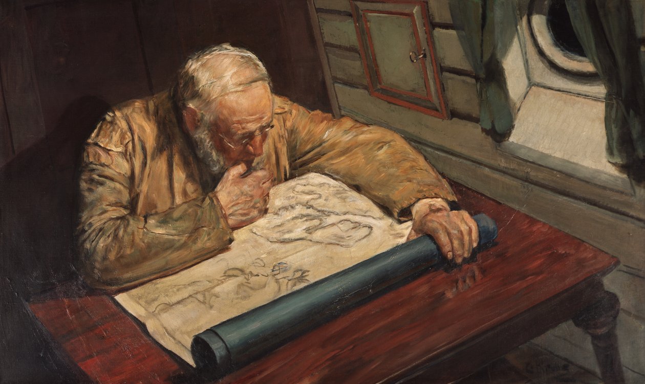 W Domu Wykresów (malarstwo) autorstwa Christian Krohg