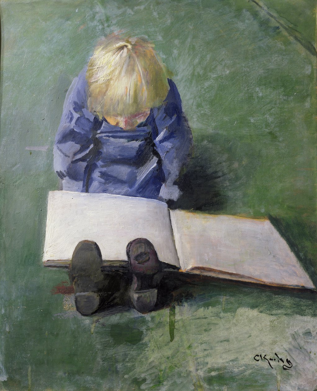Mały Ebbe czytanie autorstwa Christian Krohg