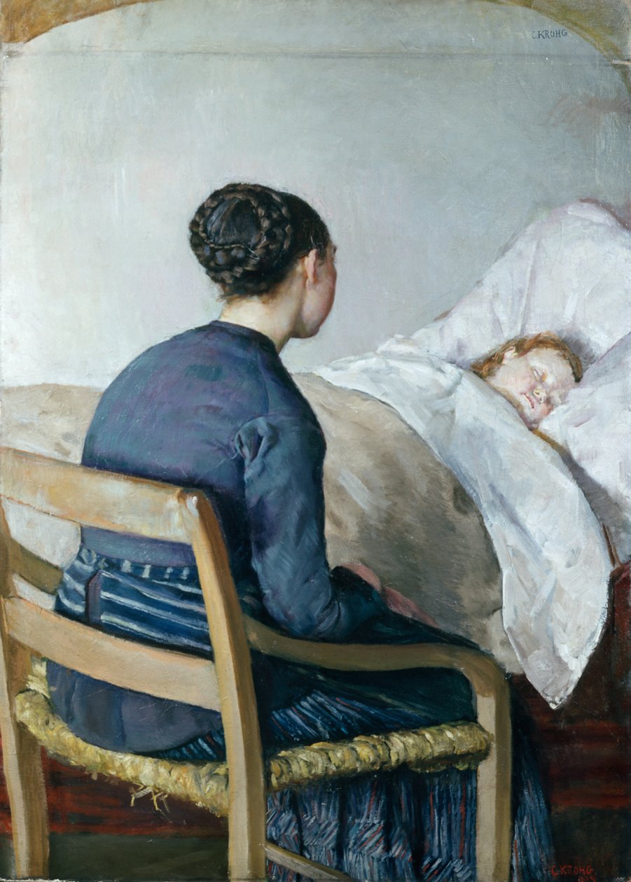 Matka przy łóżku chorego dziecka autorstwa Christian Krohg