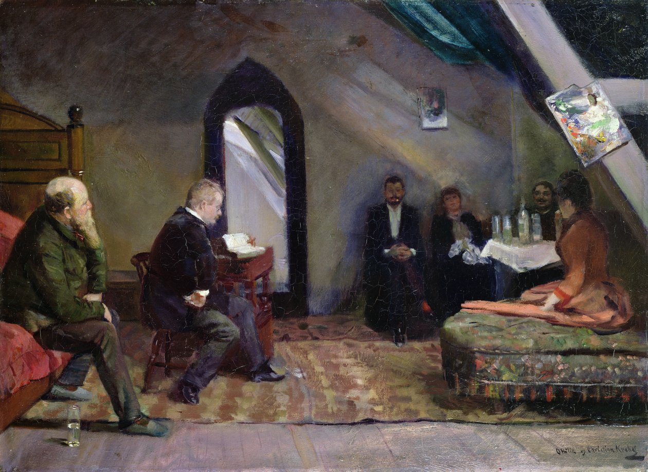 Czytanie w studio autorstwa Christian Krohg