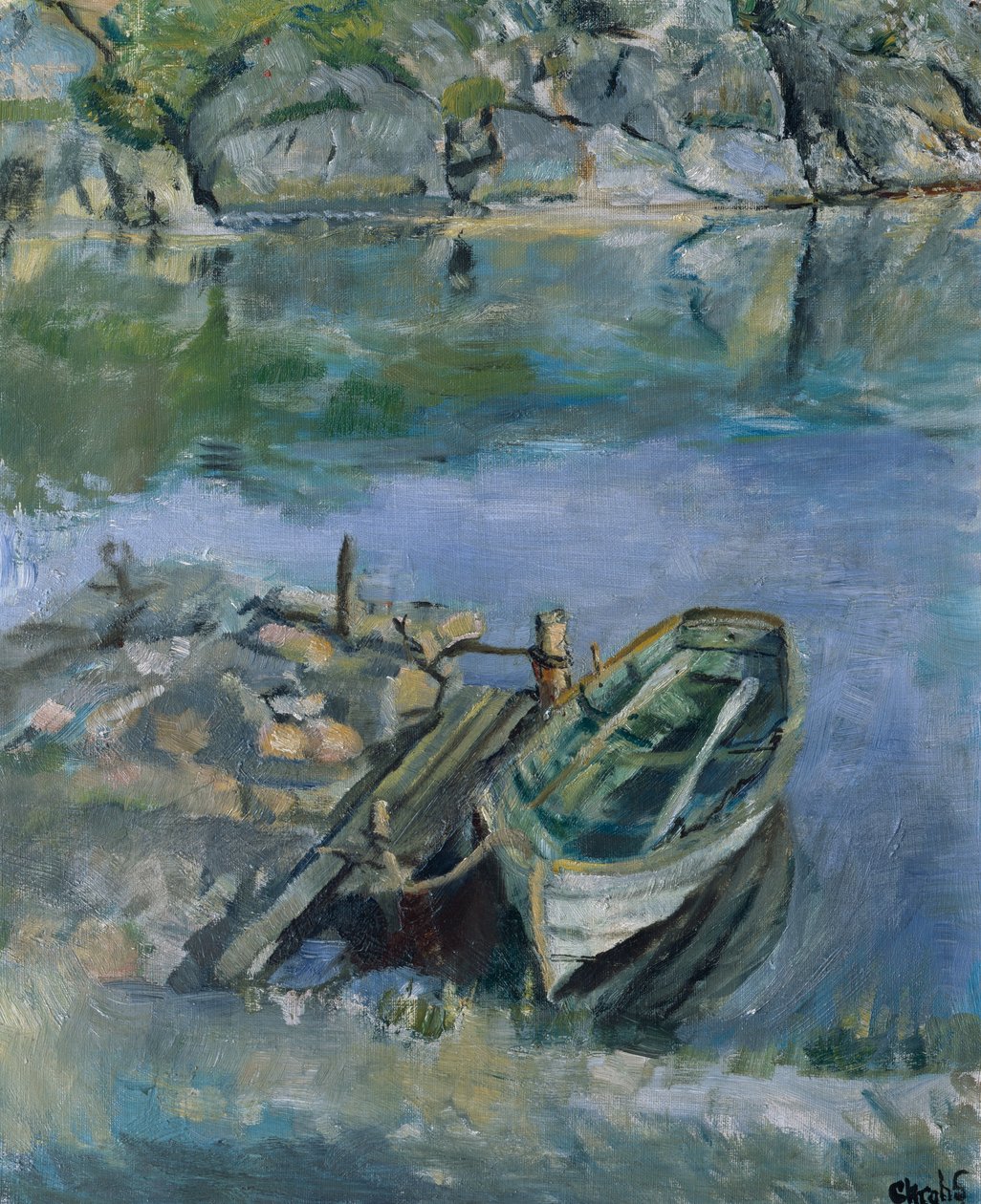 Łódź wiosłowa z nabrzeżem autorstwa Christian Krohg
