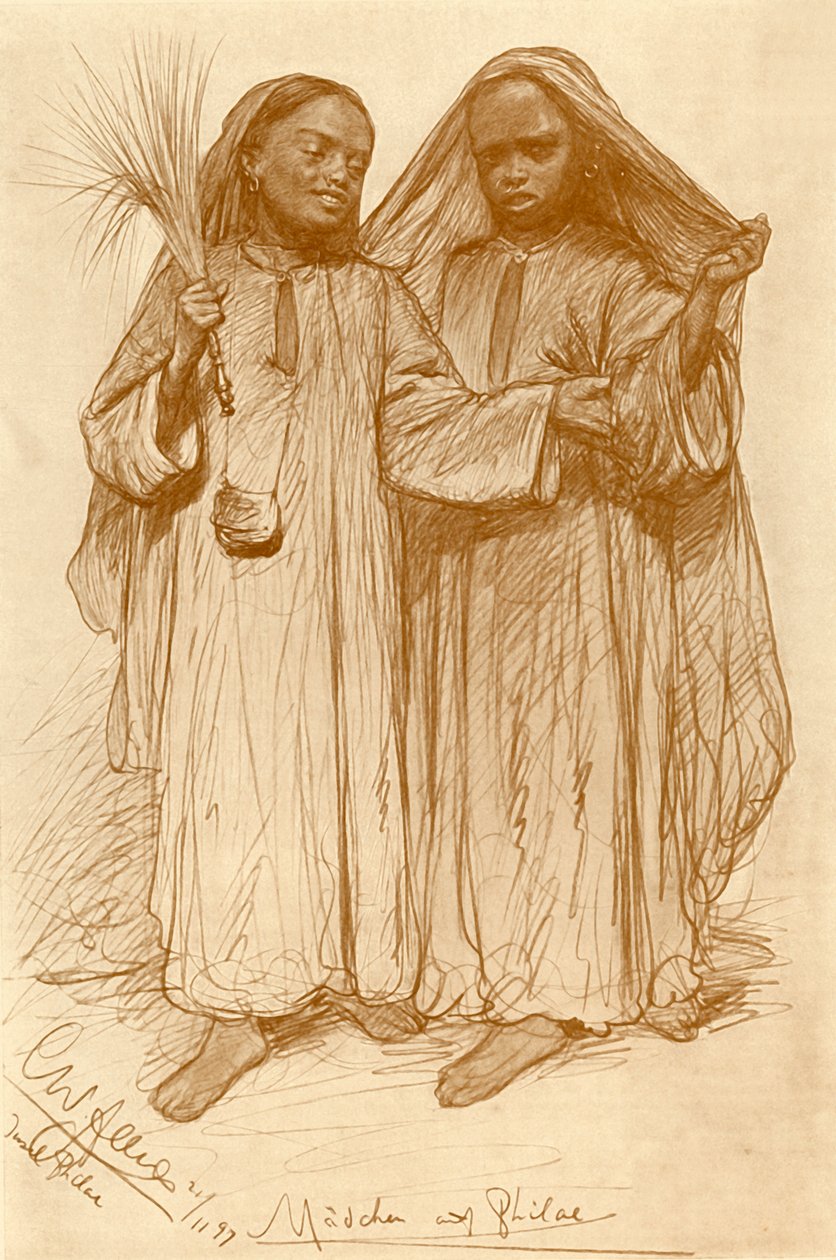 Dziewczyny w Philae, Egipt, 1898. autorstwa Christian Wilhelm Allers