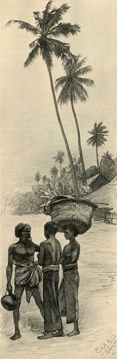 Grupa mężczyzn, Kolombo, Cejlon, 1898 r. autorstwa Christian Wilhelm Allers