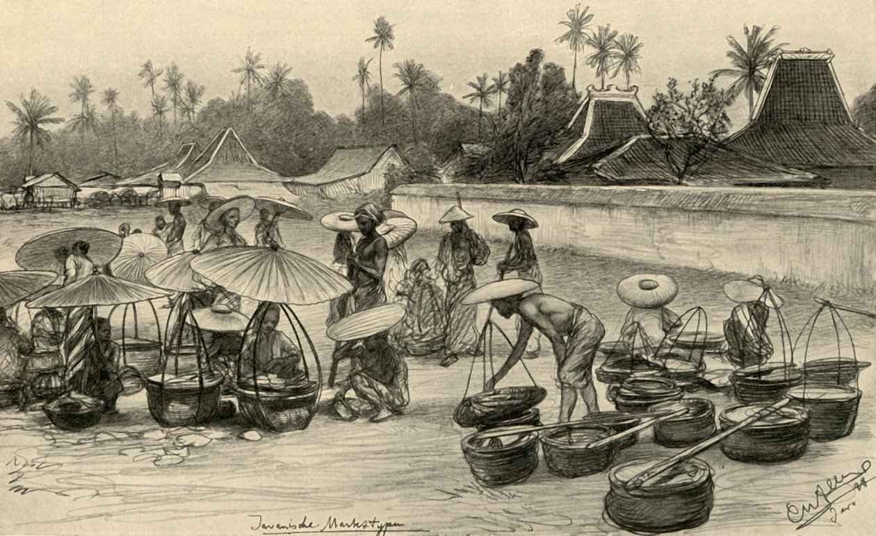 Scena targowa, Jawa, 1898. autorstwa Christian Wilhelm Allers