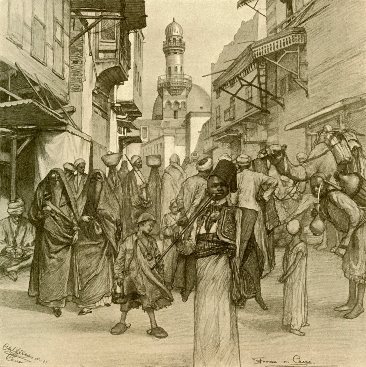 Ulica w Kairze, 1898. autorstwa Christian Wilhelm Allers