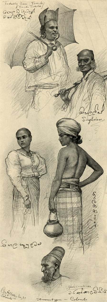 Studia ludzi, Kolombo, Cejlon, 1898. autorstwa Christian Wilhelm Allers