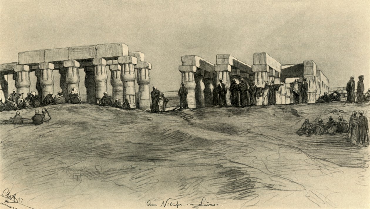 Ruiny świątyni, Luksor, Egipt, 1898 r. autorstwa Christian Wilhelm Allers