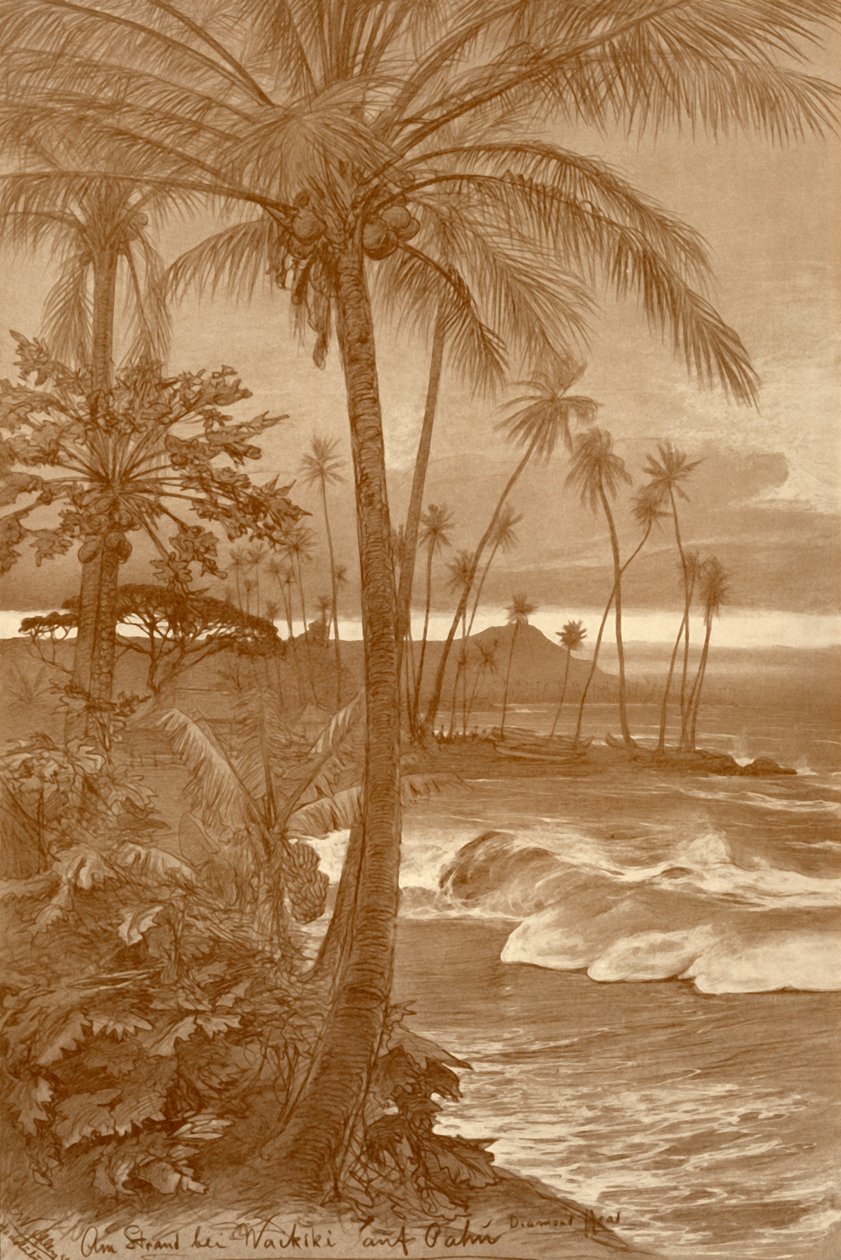 Plaża w Waikiki na Hawajach, 1898. autorstwa Christian Wilhelm Allers