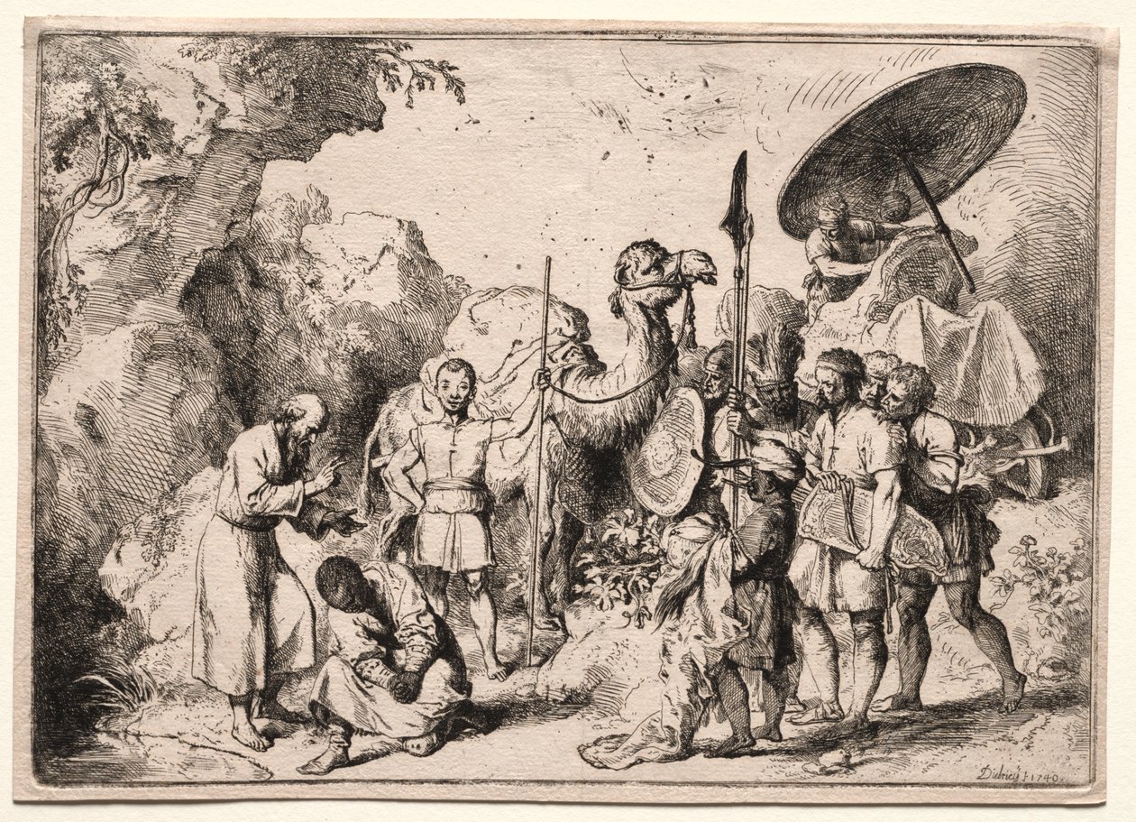Diakon Filip chrzci eunucha. autorstwa Christian Wilhelm Ernst Dietrich