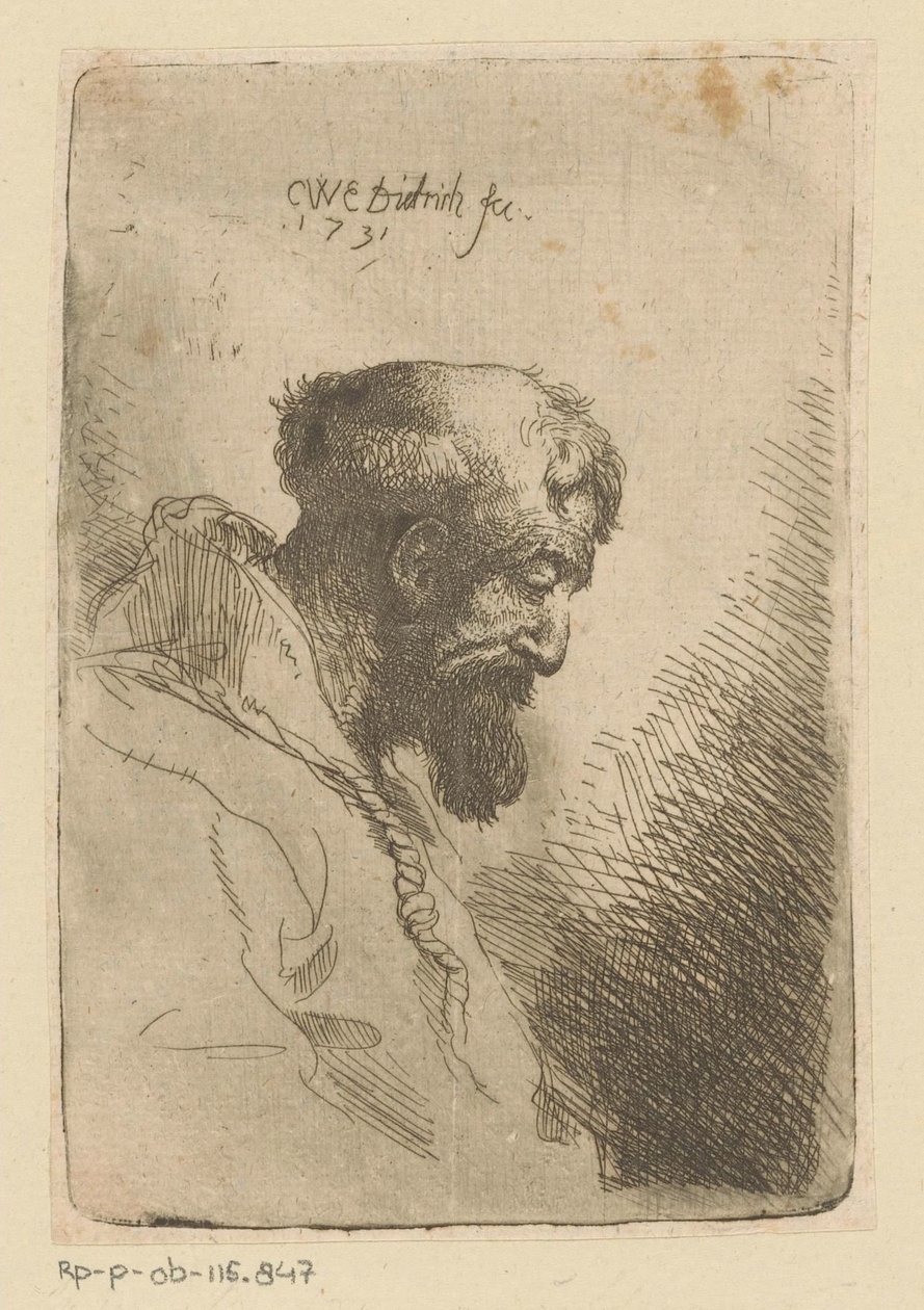 Franciszkanin patrzący w dół autorstwa Christian Wilhelm Ernst Dietrich