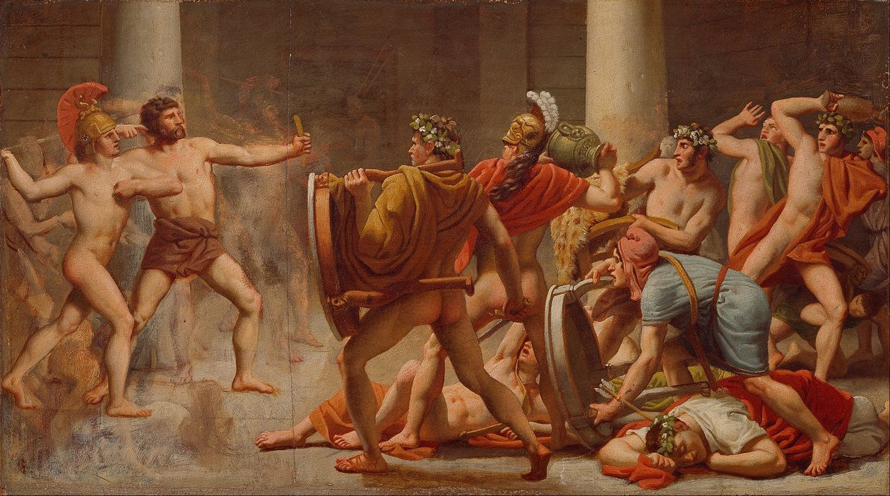 Ulisses mści się na zalotnikach Penelopy autorstwa Christoffer Wilhelm Eckersberg
