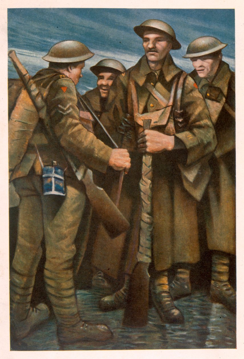 Grupa żołnierzy z brytyjskich artystów na froncie, kontynuacja frontu zachodniego, 1918 autorstwa Christopher Richard Wynne Nevinson