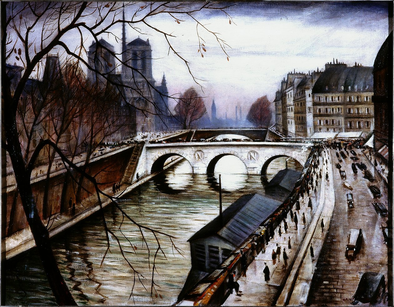 Notre Dame de Paris z Quai des Grands Augustins (olej i tempera na płótnie) autorstwa Christopher Richard Wynne Nevinson