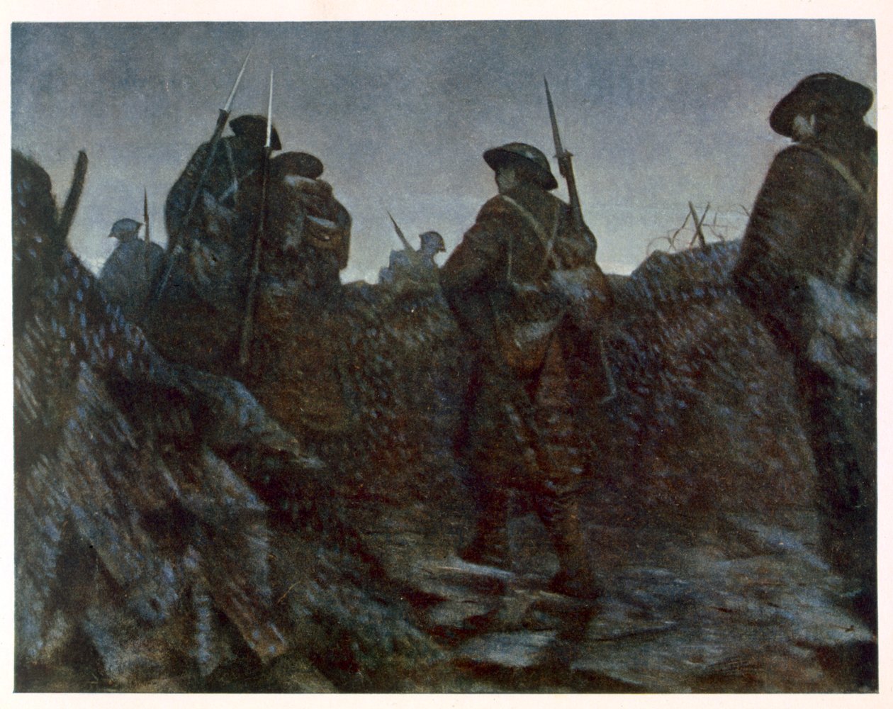 Reliefy o świcie, z British Artists at the Front, kontynuacja The Western Front, 1918 autorstwa Christopher Richard Wynne Nevinson