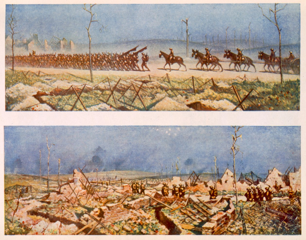 Drogi Francji, C i D, z brytyjskich artystów na froncie, kontynuacja frontu zachodniego, 1917 autorstwa Christopher Richard Wynne Nevinson