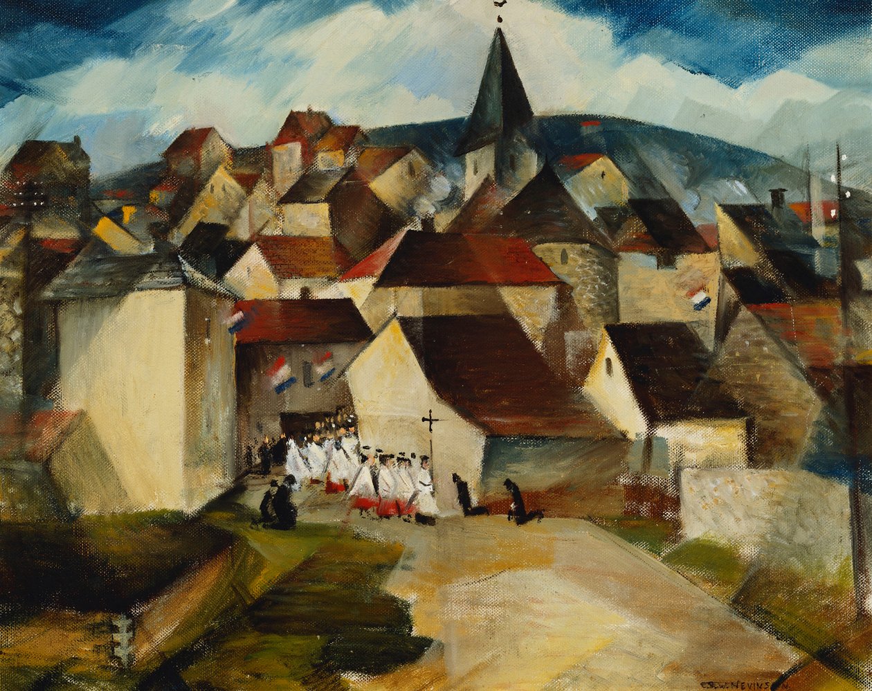 Procesja wiejska, Francja, ok. 1923 r. autorstwa Christopher Richard Wynne Nevinson