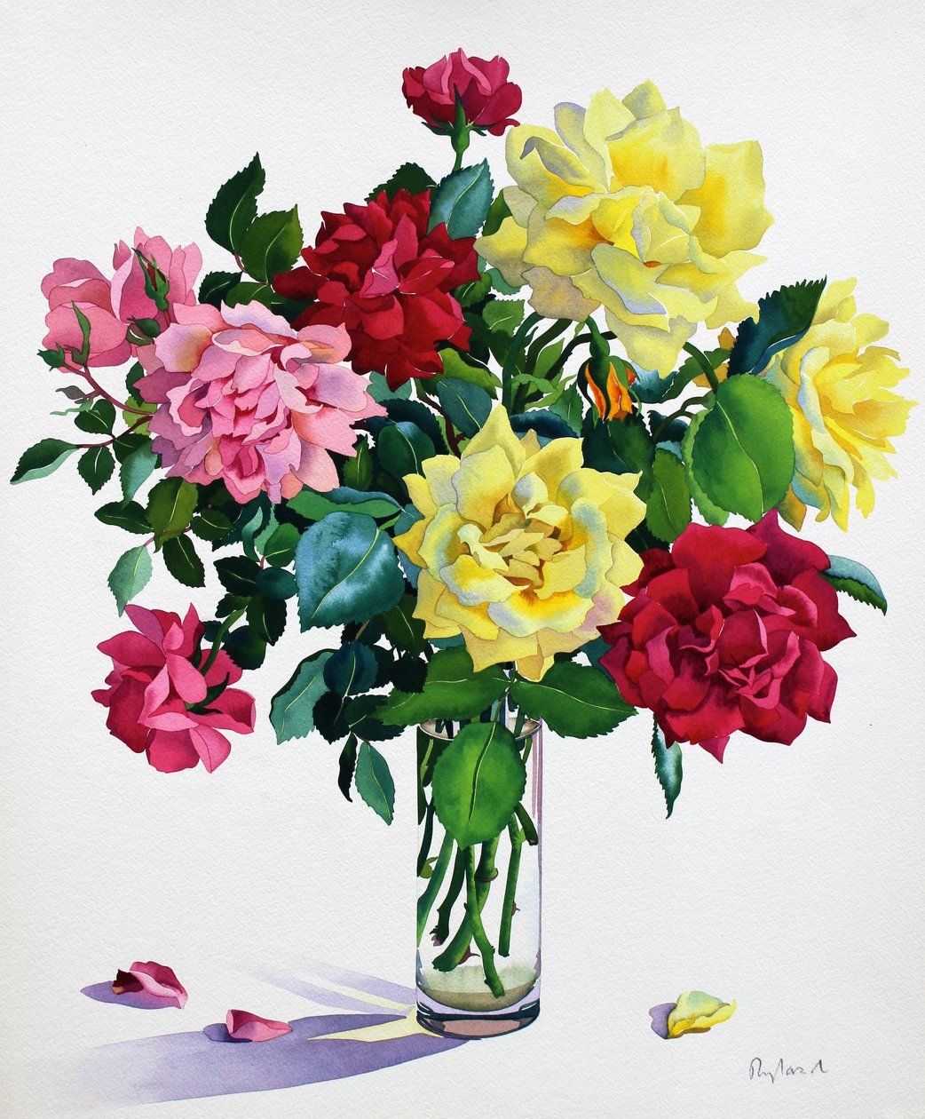 Czerwcowe Róże (akwarela na papierze) autorstwa Christopher Ryland