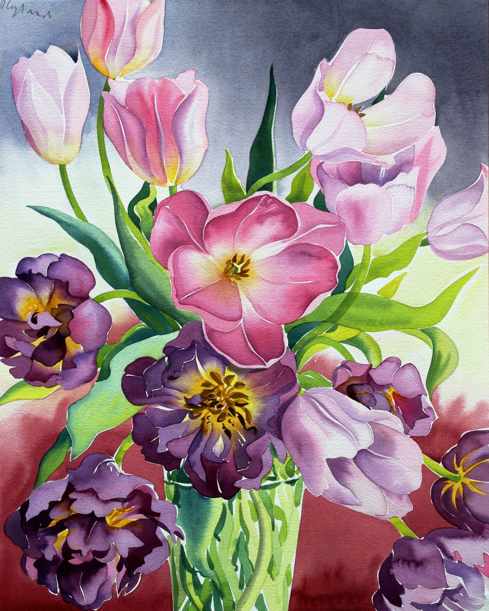 Tulipany (akwarela na papierze) autorstwa Christopher Ryland