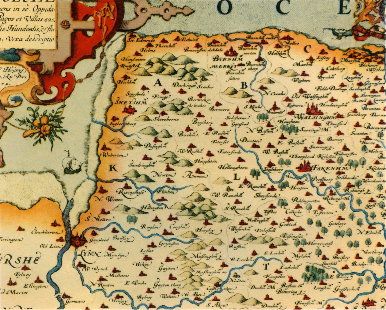 „Mapa Norfolk Saxtona, 1574”, 1944 r. autorstwa Christopher Saxton