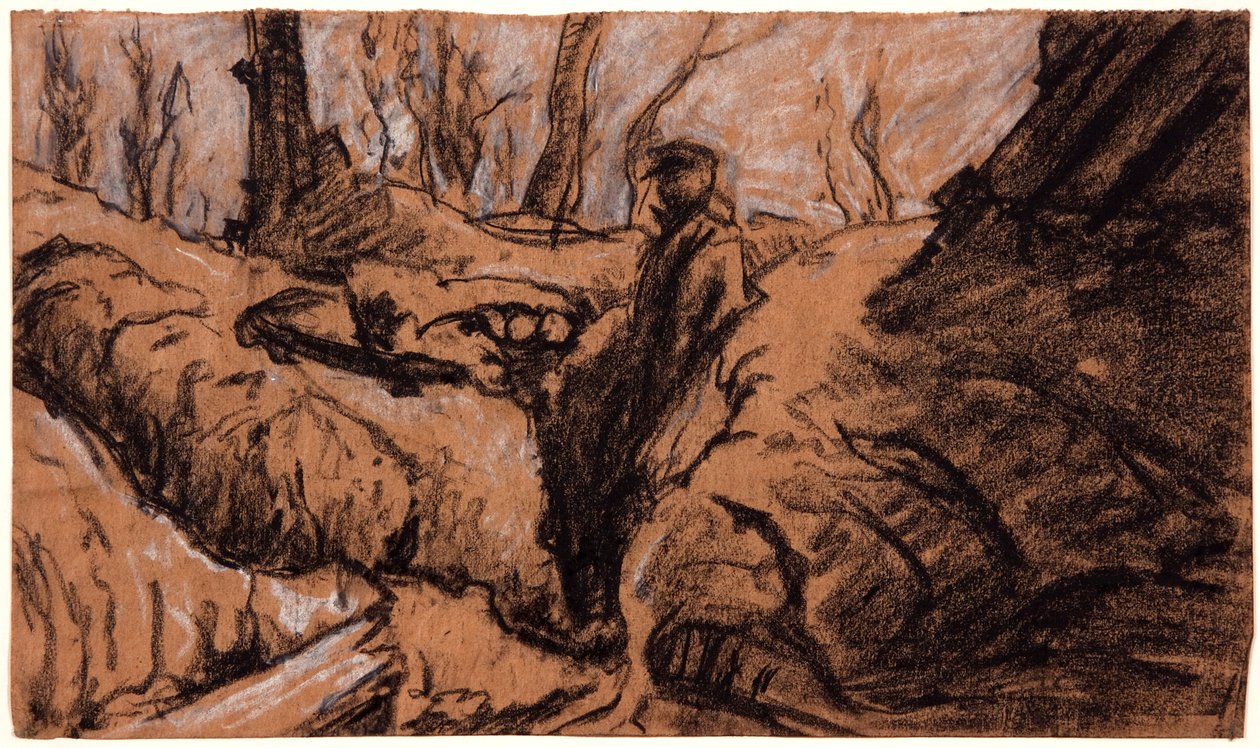Człowiek w rowie, c1914. autorstwa Christopher Williams
