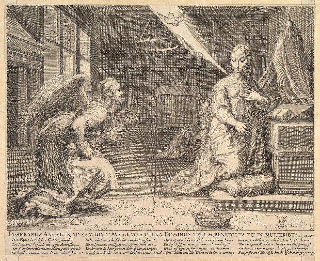 Zwiastowanie przed 1652 r. autorstwa Claes Jansz Visscher