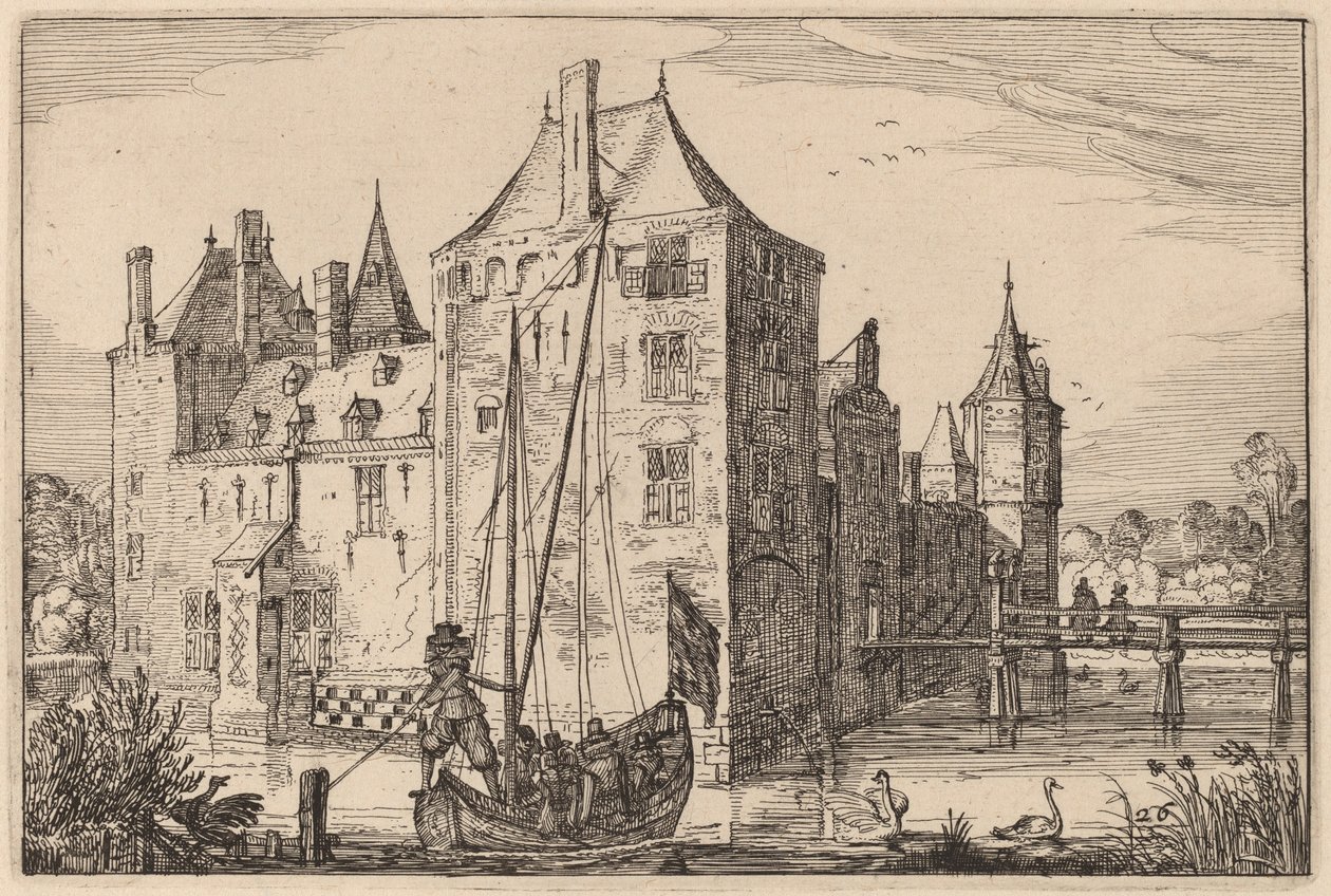 Zamek (Warmond?) autorstwa Claes Jansz Visscher after Johannes van Doetechum, the Elder after Lucas
