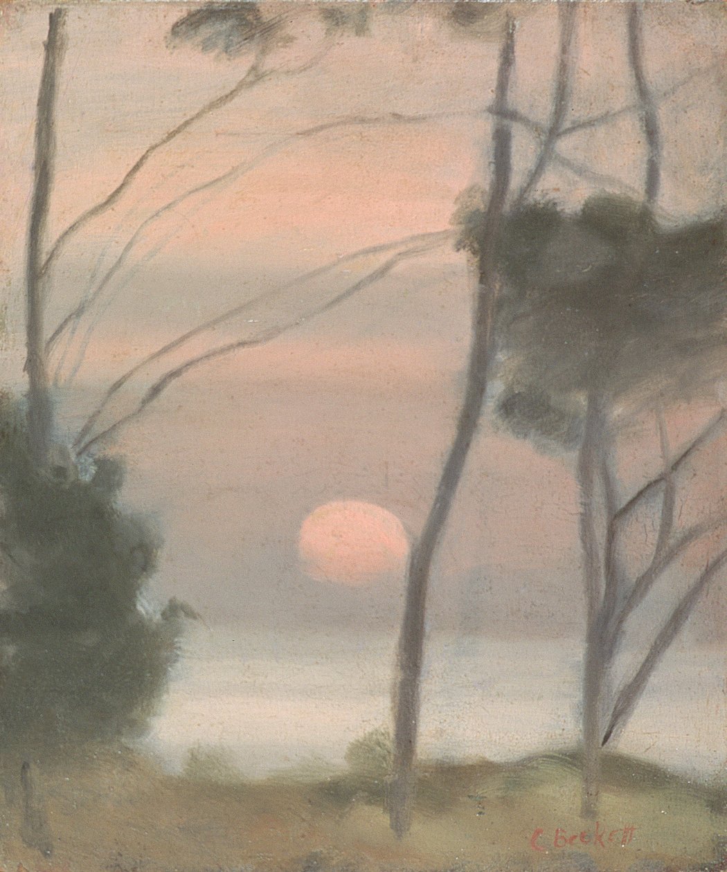 Moonrise, Mentone (olej na kartonie) autorstwa Clarice Beckett