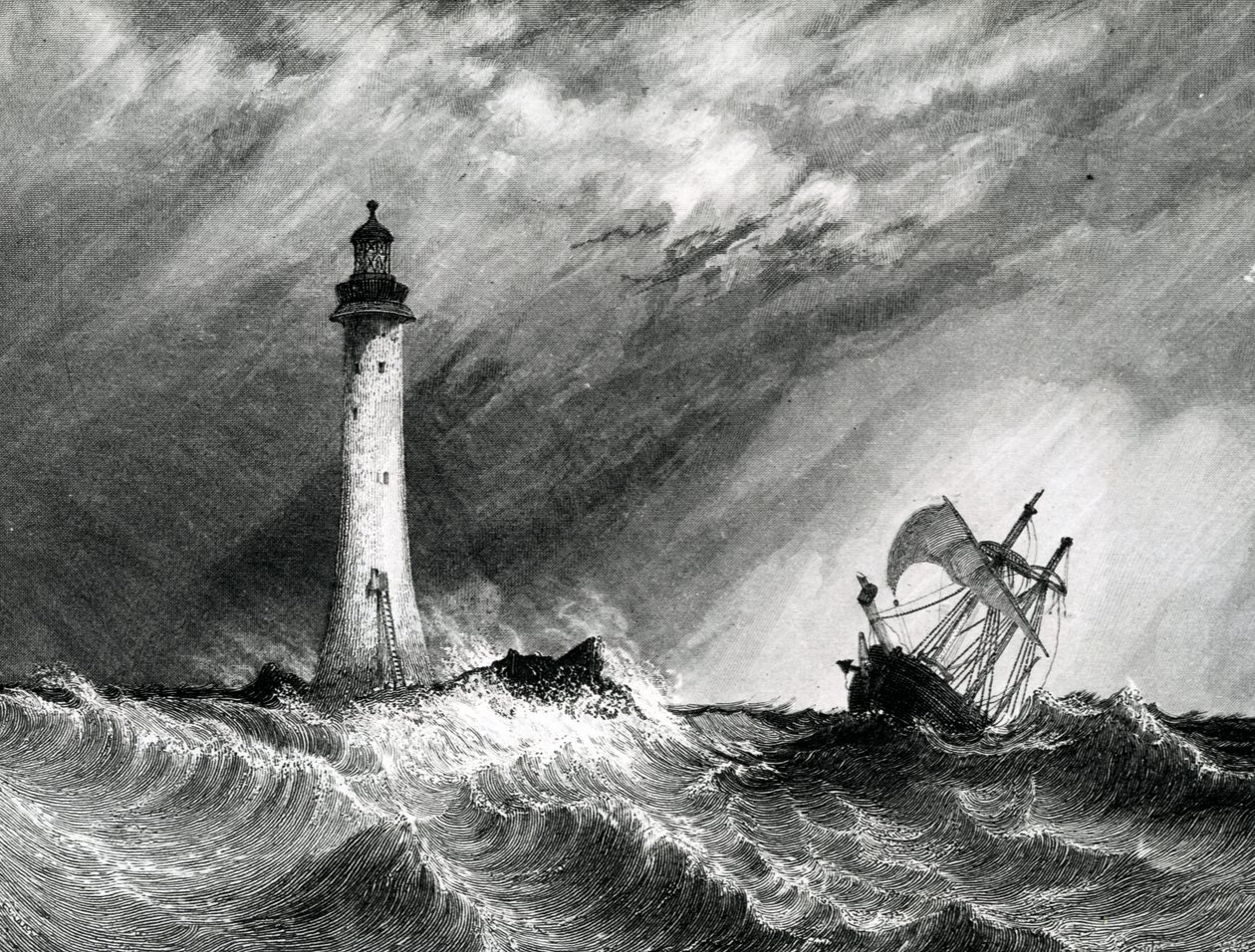 Latarnia morska Eddystone, grafika wykonana przez W.B. Kucharz, 1836 autorstwa Clarkson Frederick Stanfield
