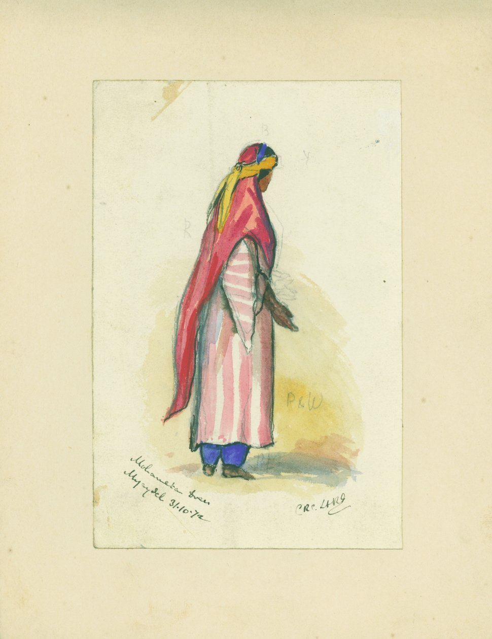 Sukienka Mohametan, Mujaydel, 1872 (wc i ołówek na papierze) autorstwa Claude Conder