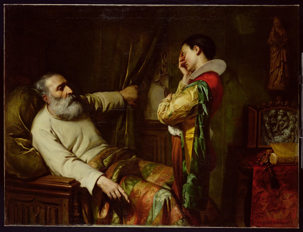 Ostatnie chwile Krzysztofa Kolumba (1450-1506) 1870 autorstwa Claude Jacquand