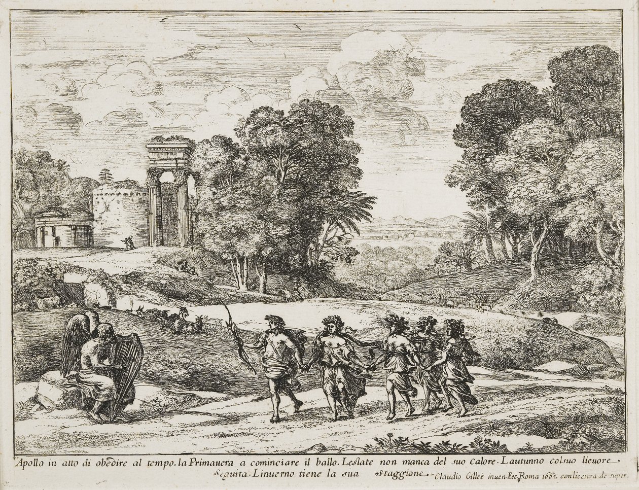 Czas, Apollo i pory roku, 1662 autorstwa Claude Lorrain
