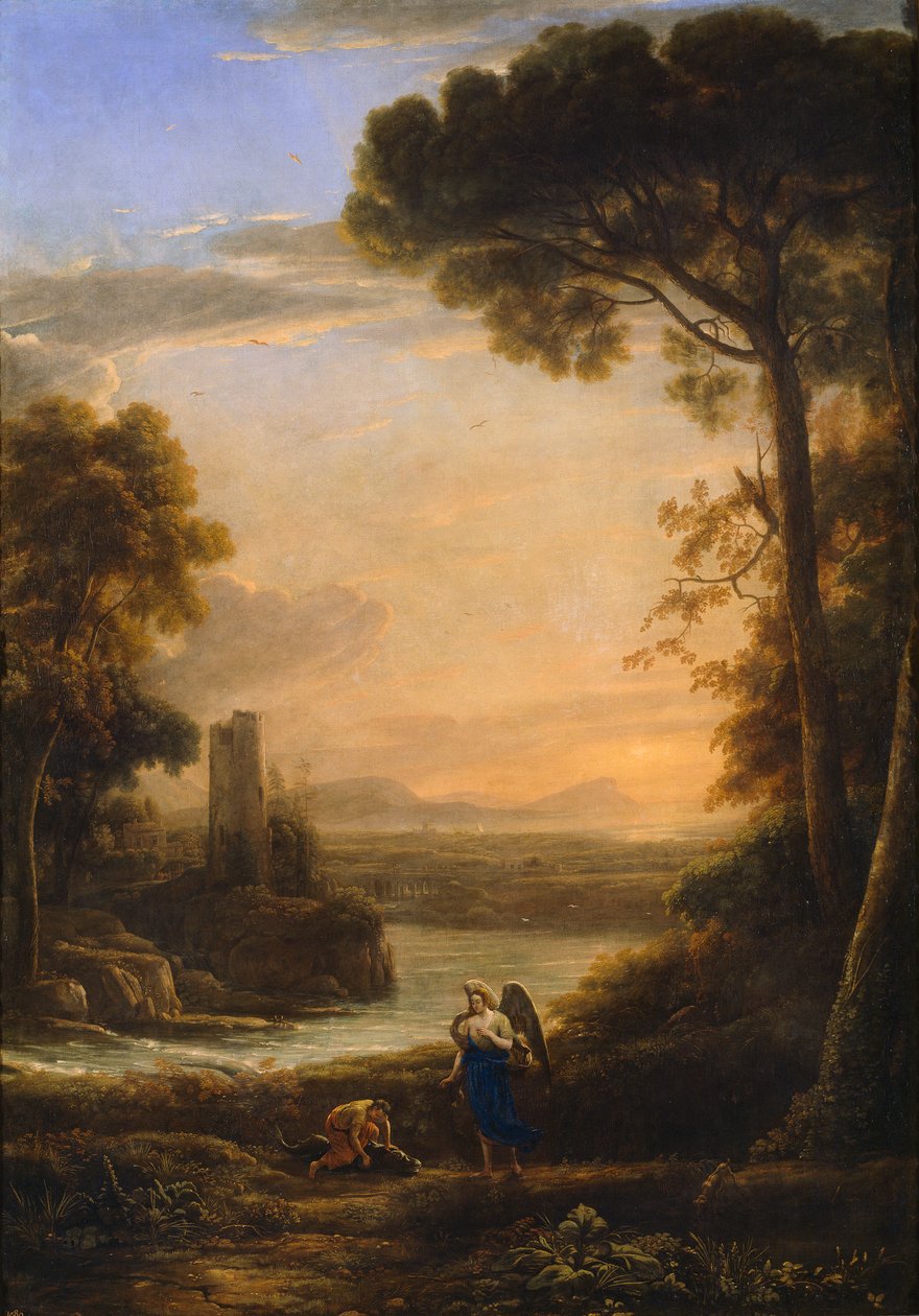Krajobraz z Tobiaszem i Archaniołem Rafałem autorstwa Claude Lorrain
