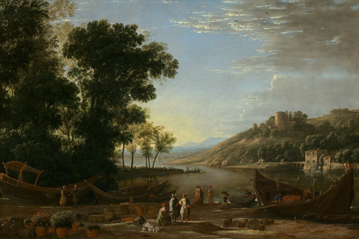 Krajobraz z handlowcami autorstwa Claude Lorrain