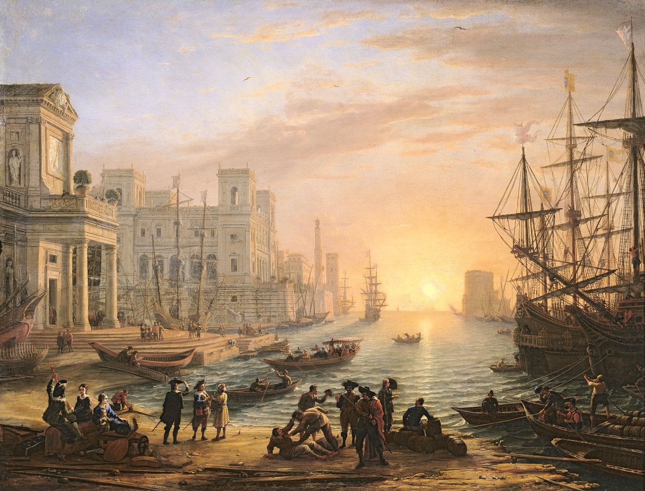 Port morski o zachodzie słońca autorstwa Claude Lorrain