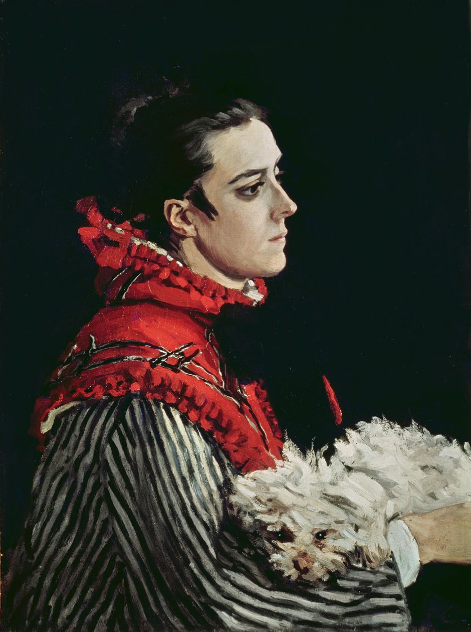 Camille Monet (1847-79) w czerwonej pelerynie, 1866 autorstwa Claude Monet