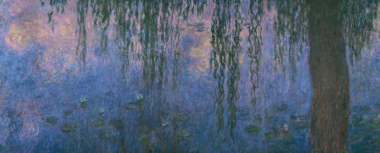 Staw lilii wodnych z wierzbami, Le Matin aus willows autorstwa Claude Monet