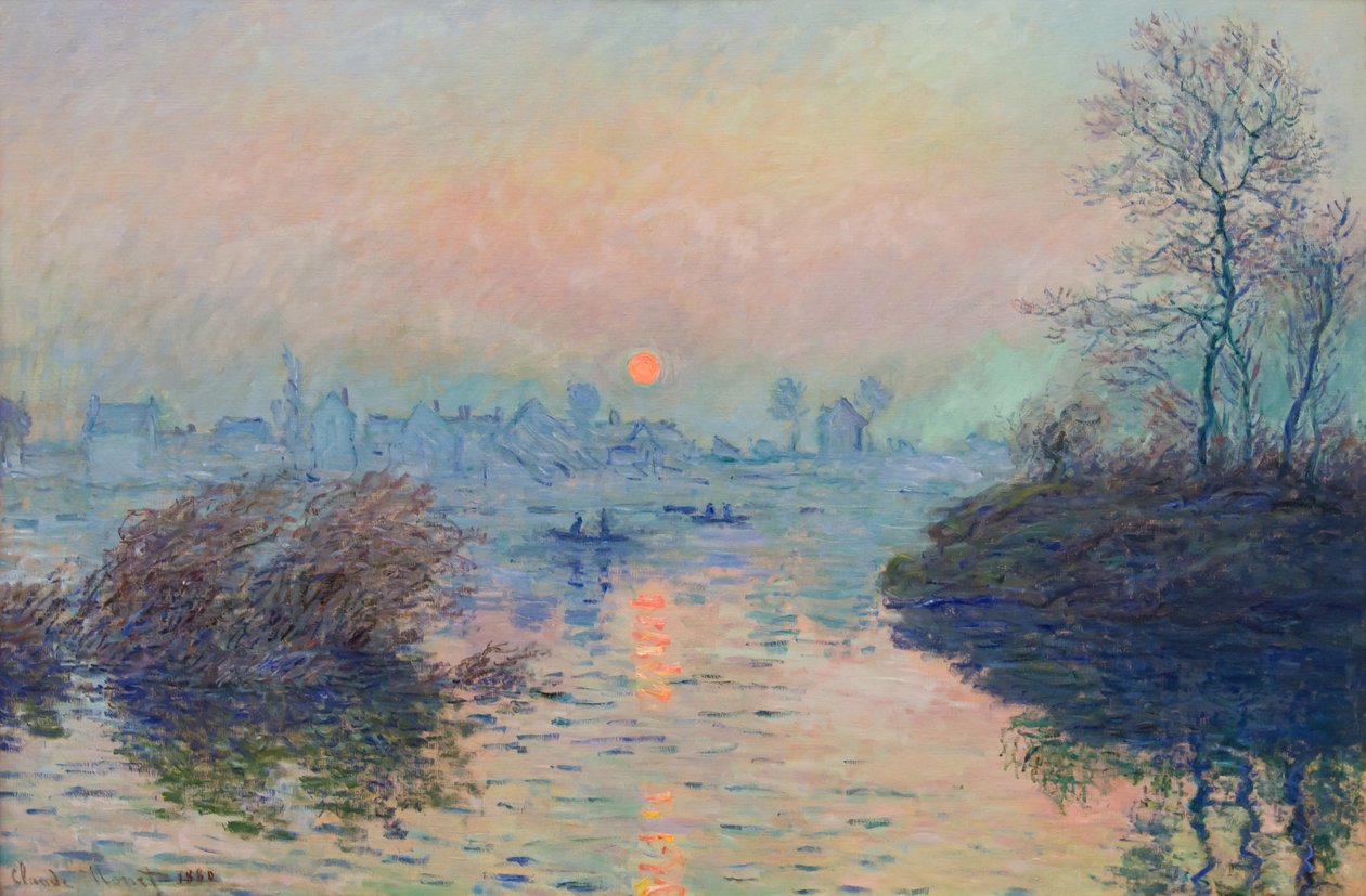 Zachód słońca nad Sekwaną w Lavacourt, efekt zimowy autorstwa Claude Monet