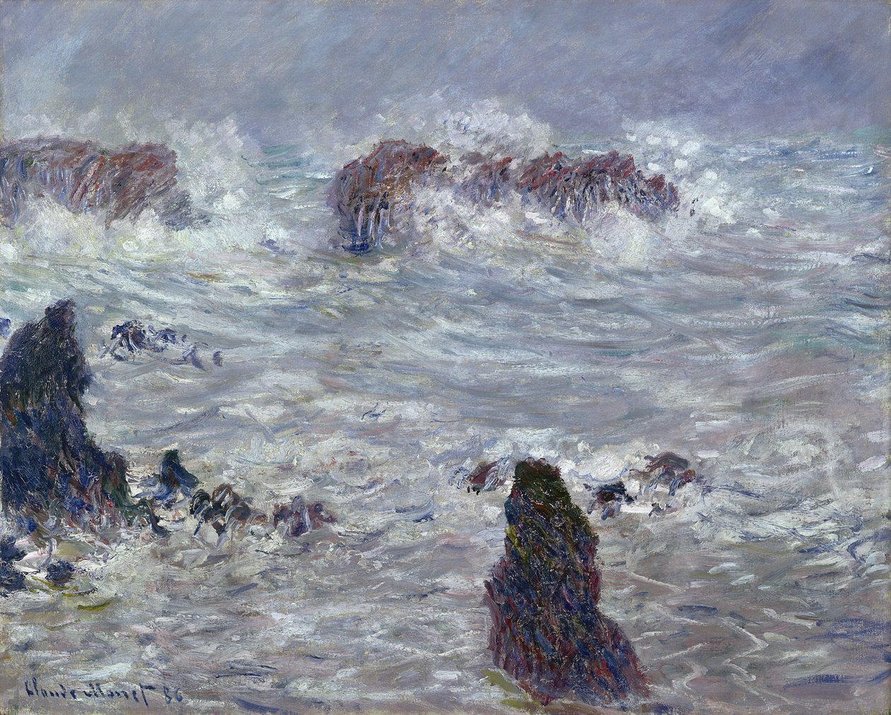 Storm, u wybrzeży Belle-Ile, 1886 autorstwa Claude Monet