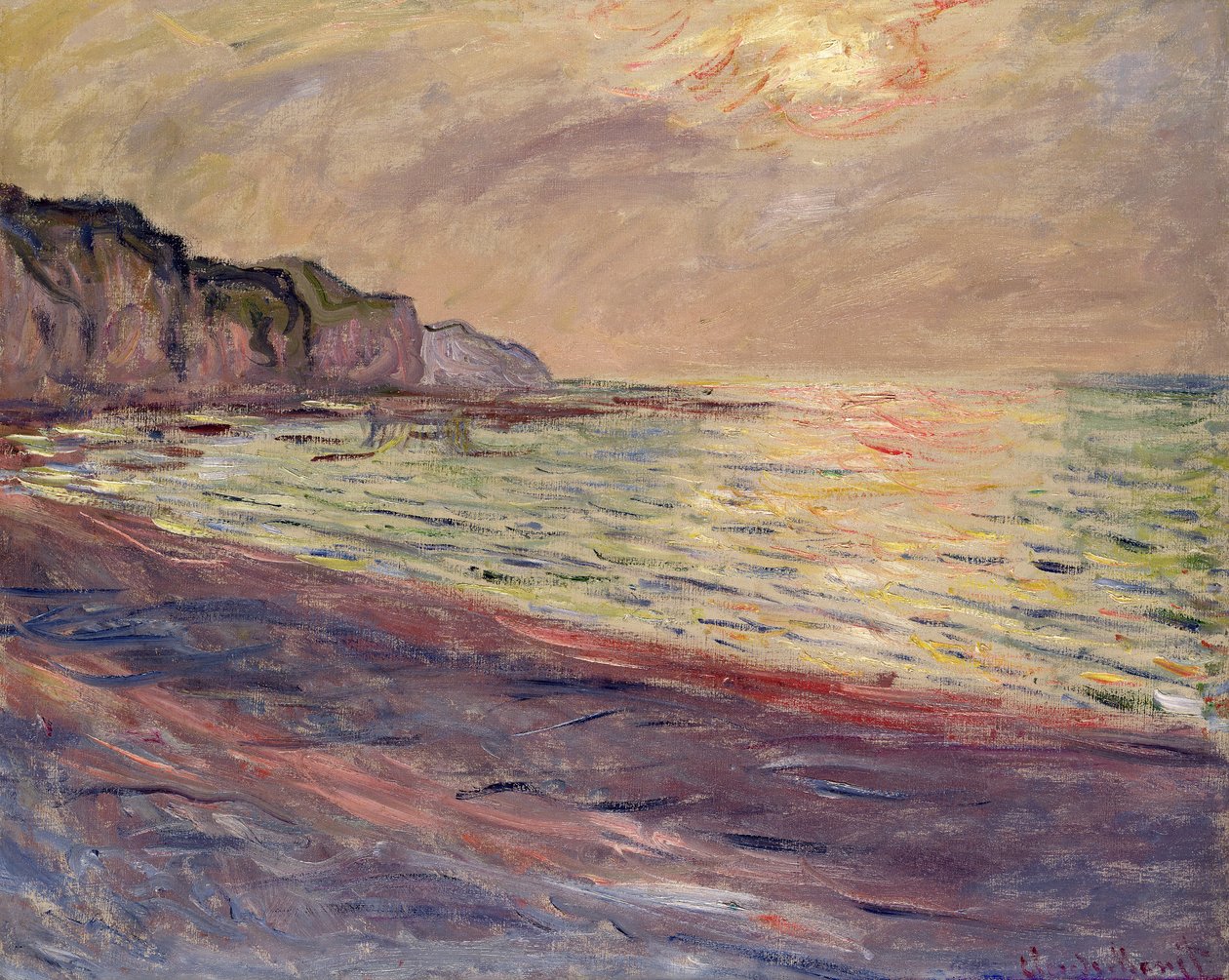 Plaża w Pourville, zachodzące słońce, 1882 r. autorstwa Claude Monet
