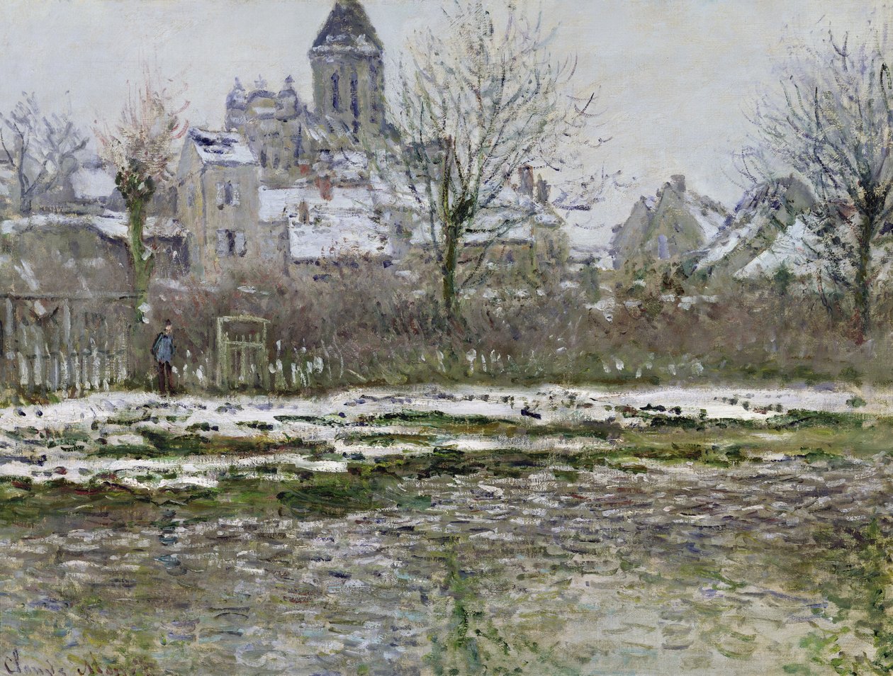 Kościół w Vetheuil pod śniegiem, 1878-79 autorstwa Claude Monet