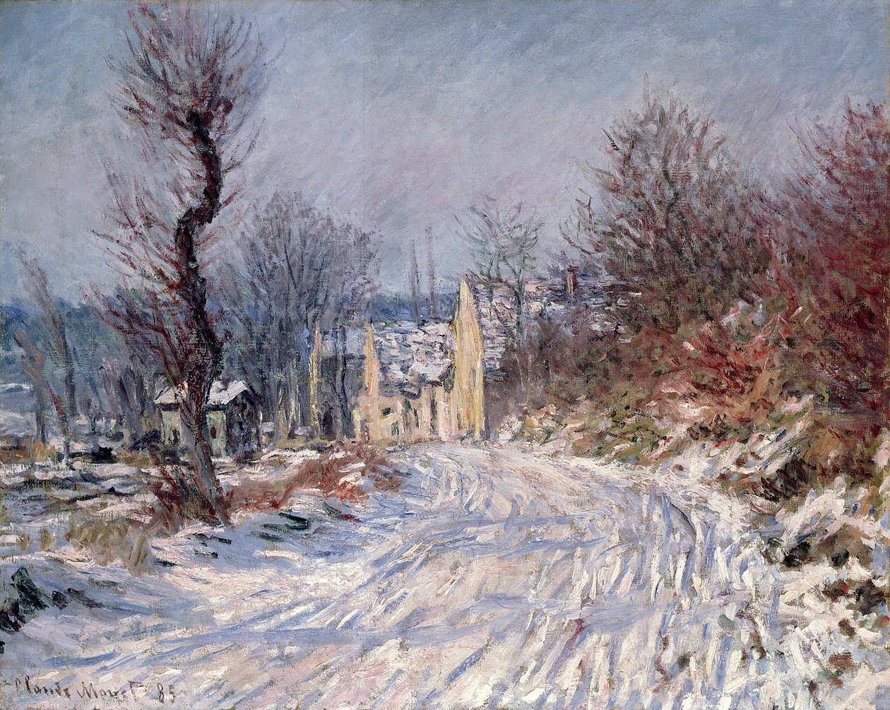 Droga do Giverny, zima, 1885 autorstwa Claude Monet