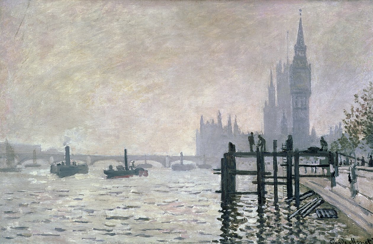 Tamiza poniżej Westminster, 1871 autorstwa Claude Monet