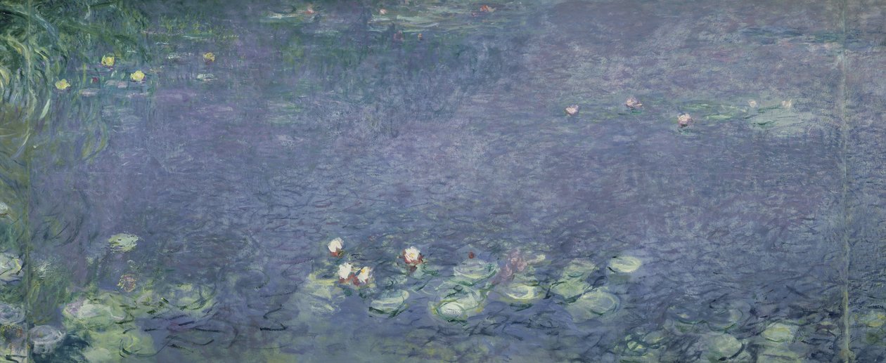 Lilie wodne: rano, 1914-18 (środkowa lewa część) autorstwa Claude Monet
