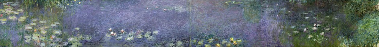 Lilie wodne: rano, 1914-18 (lewy, środkowy lewy, środkowy prawy i prawy odcinek) autorstwa Claude Monet