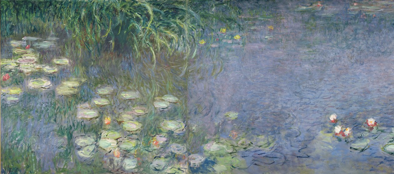 Lilie wodne: rano, 1914-18 (część lewa) autorstwa Claude Monet