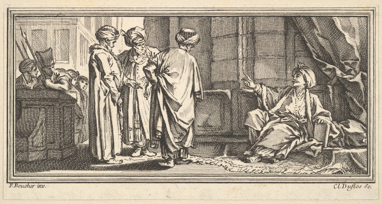 Przesłuchanie Qadi, 1746-47. autorstwa Claude Augustin Duflos